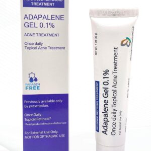 Adapalene 0.1% USP Gel | Topical Retinoid Facial Acne Treatment for Sensitive Skin | Oil Free, Helps Clear And Prevent Blemishes & Clogged Pores